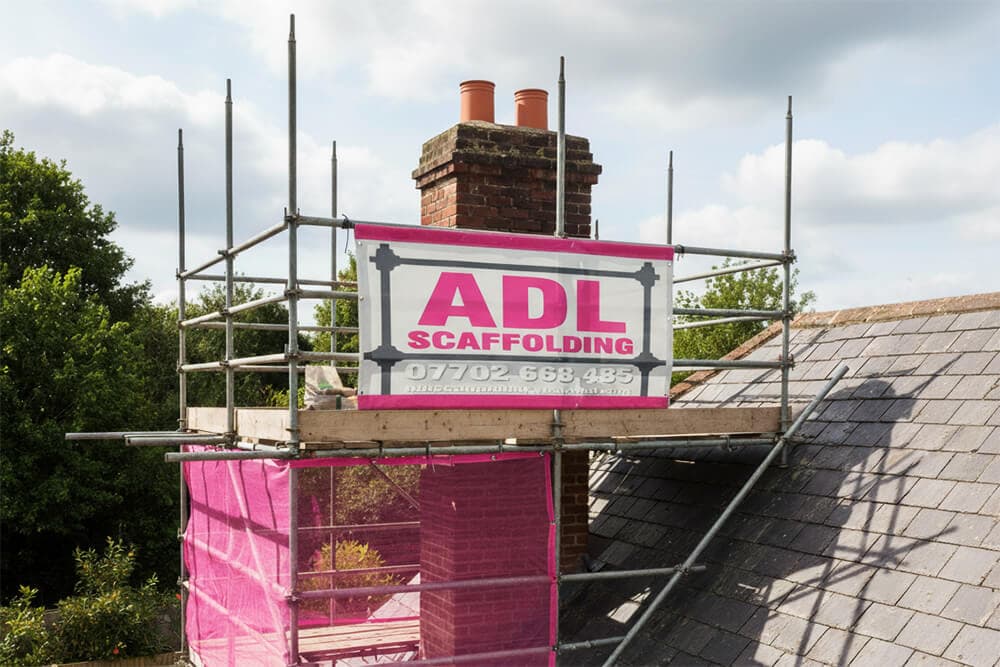 Chimney Repairs scaffolding on the Isle of Wight