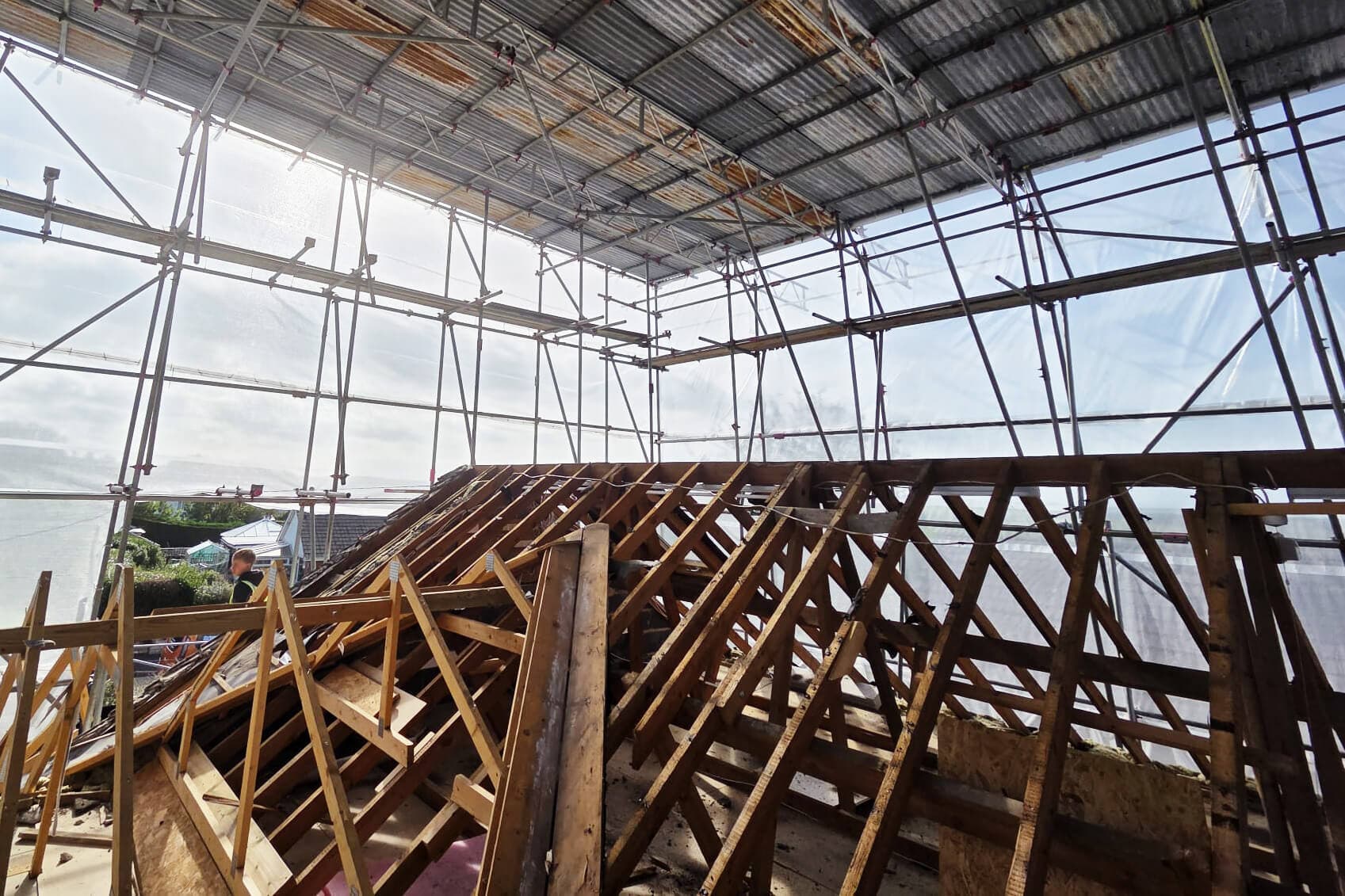 Complete Roof Replacement scaffolding on the Isle of Wight