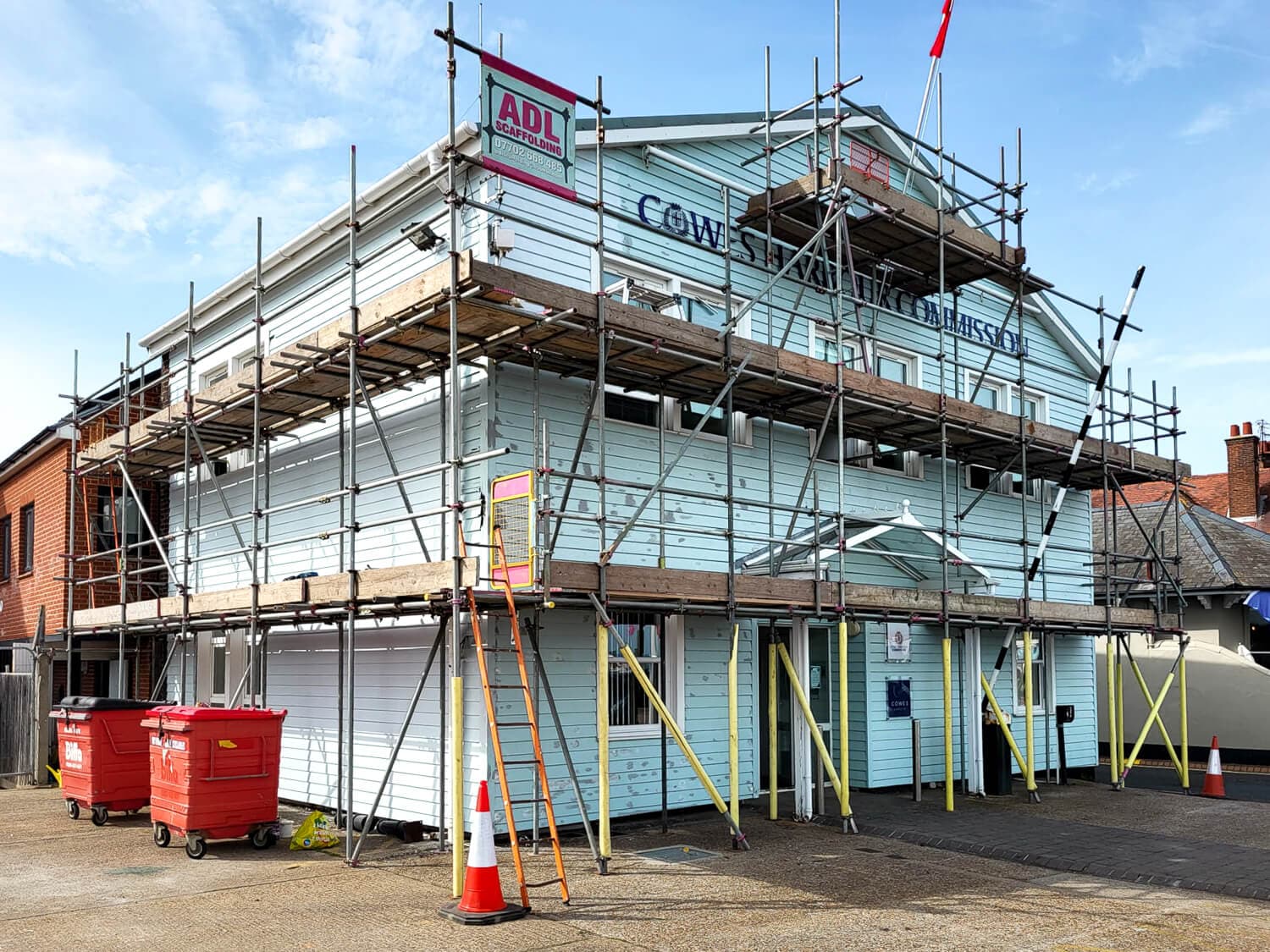 Scaffolding on the Cowes Yacht Club / Nautical Commission building, Cowes, Isle of Wight